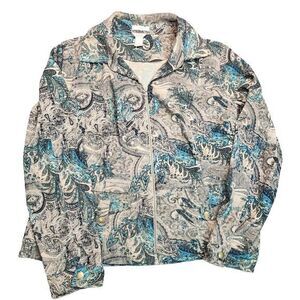Christopher & Banks Women's Jacket XL Zip Up Paisley Lightweight Fine‎ Corduroy